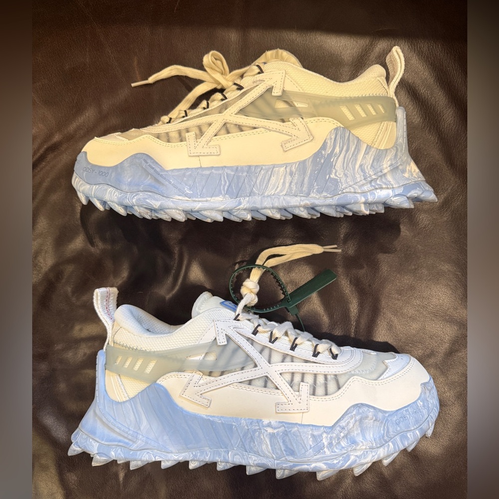OFF-WHITE Odsy-1000 White Beige Blue Marble US 13M EU 47 - Like New!